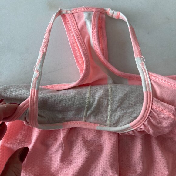 Lululemon No Limits Tank, yoga tank w/ inner built in sports bra (coral & white) - Picture 10 of 10